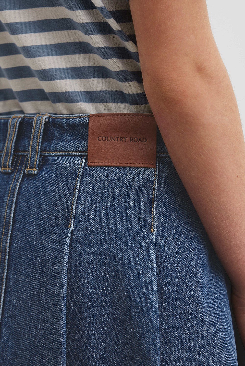 Denim Pleat Skirt