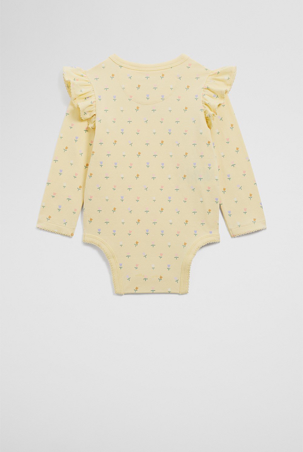 Organically Grown Cotton Frill Long Sleeve Logo Bodysuit