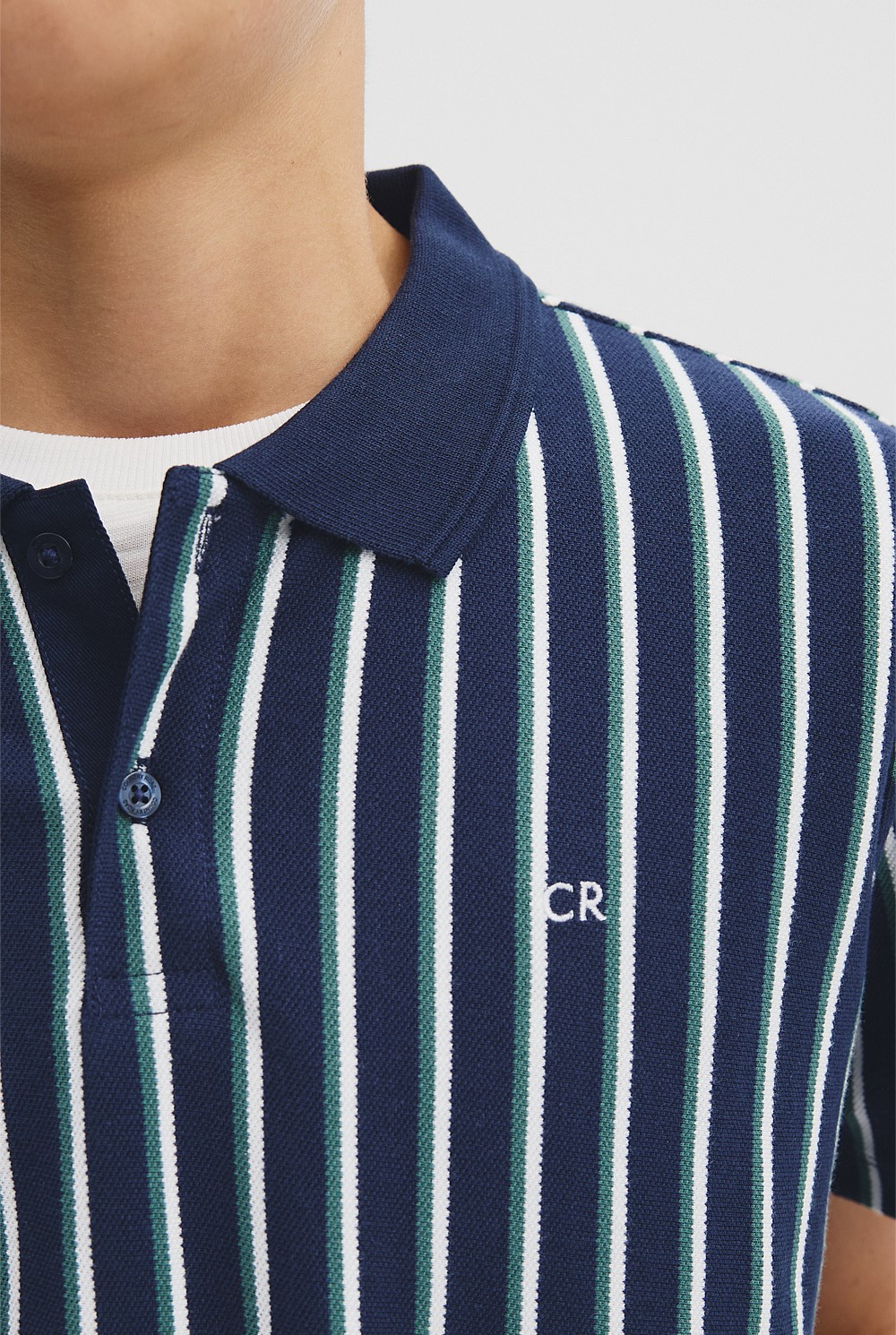 Teen Recycled Cotton Blend Vertical Stripe Polo