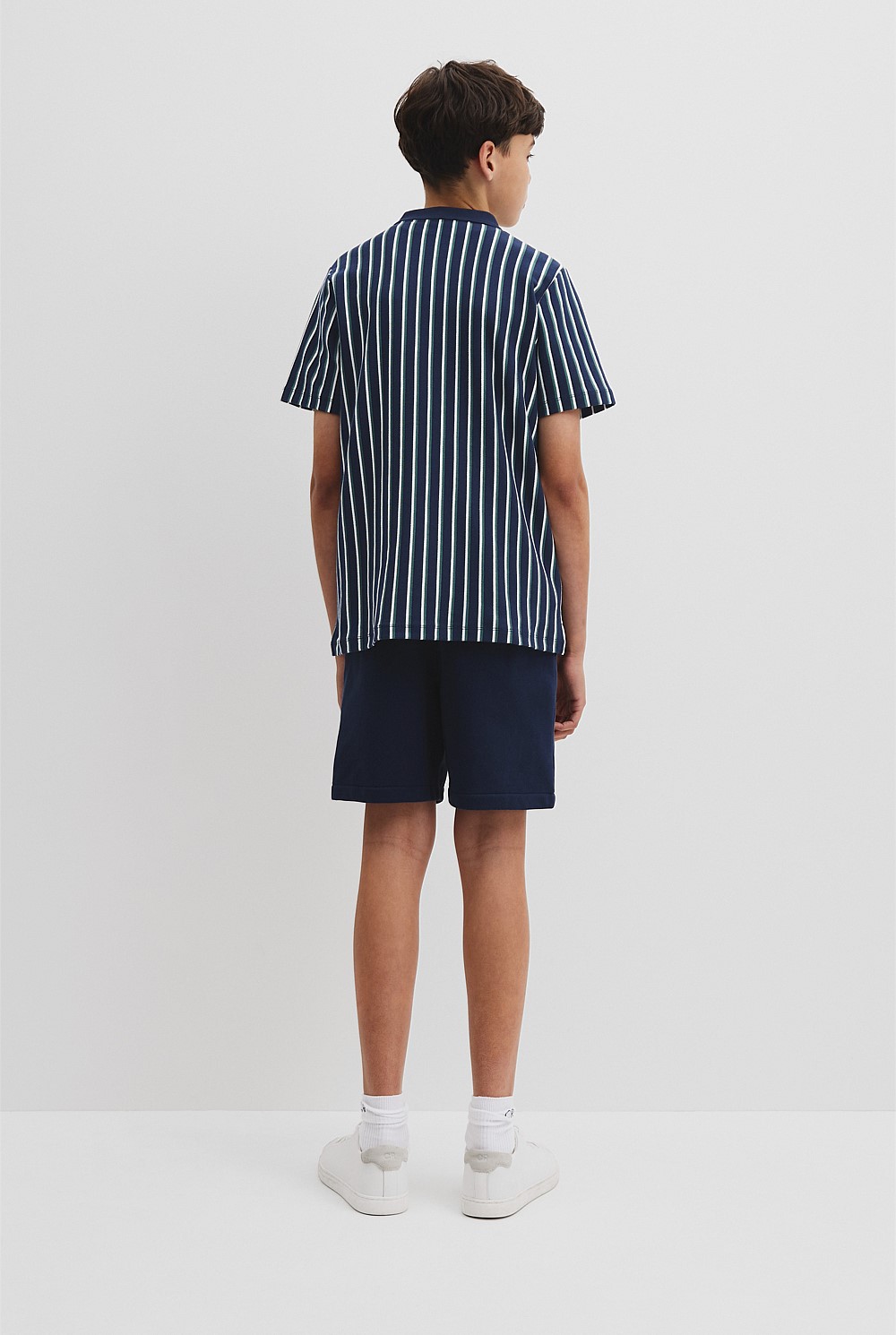 Teen Recycled Cotton Blend Vertical Stripe Polo
