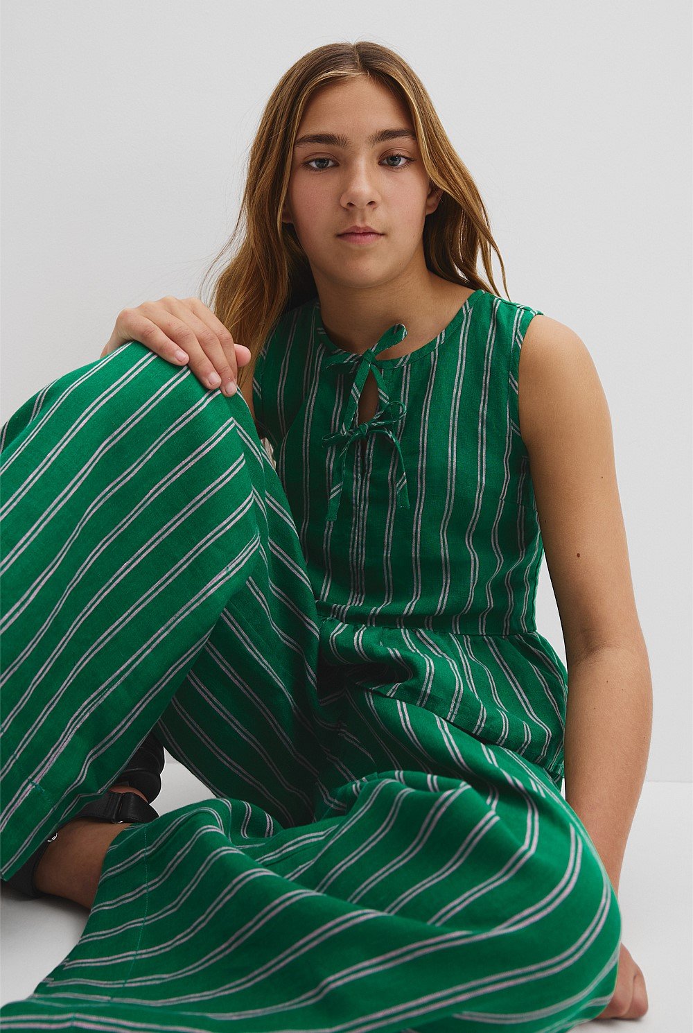 Teen Linen Peplum Top