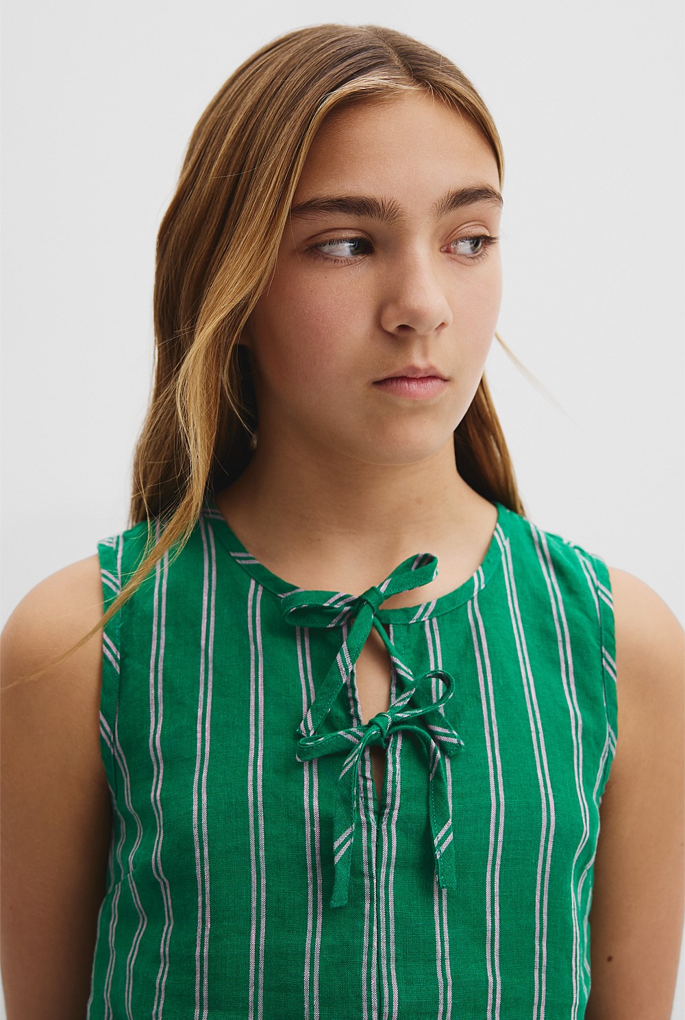 Teen Linen Peplum Top