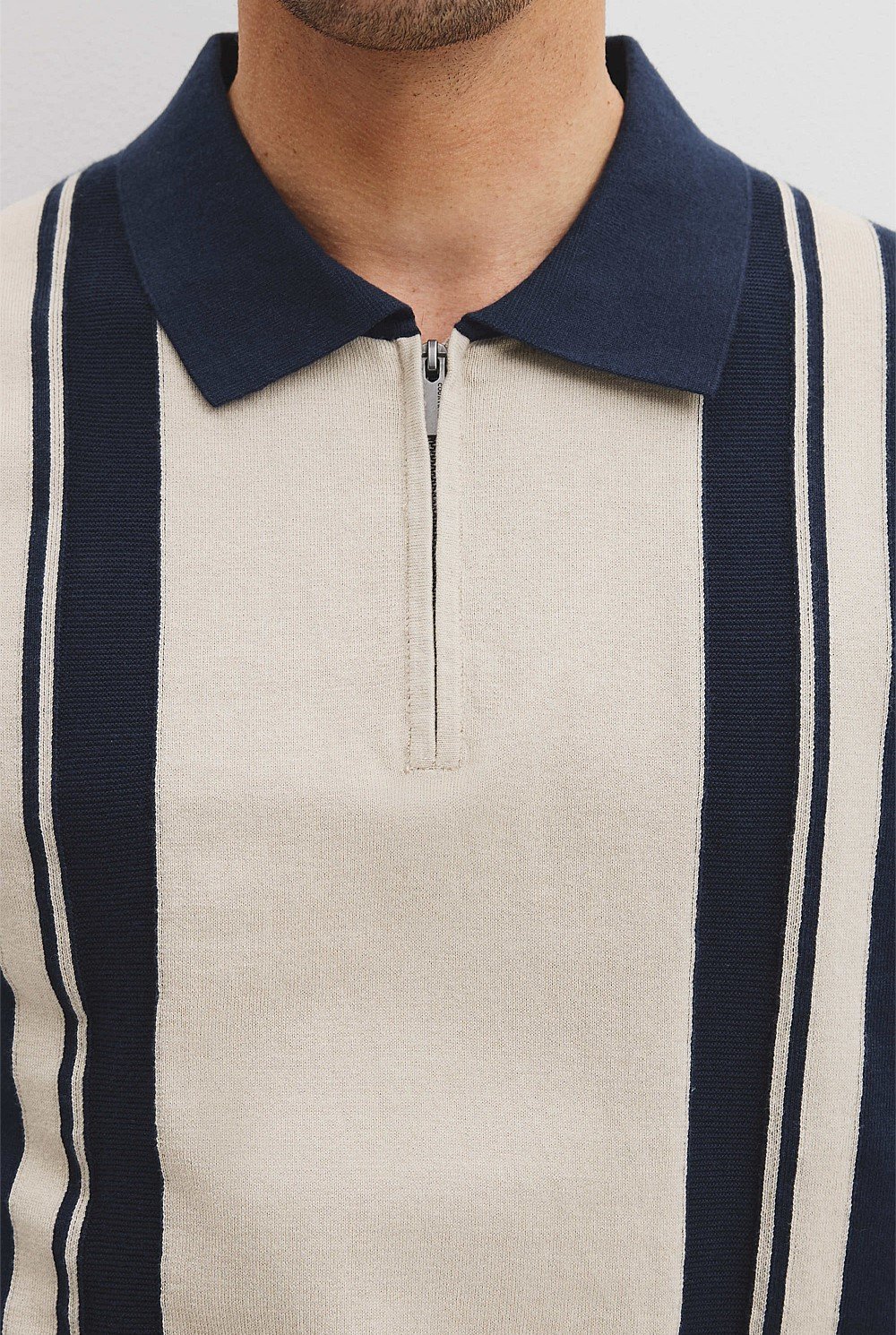 Australian Cotton Panel Zip Polo