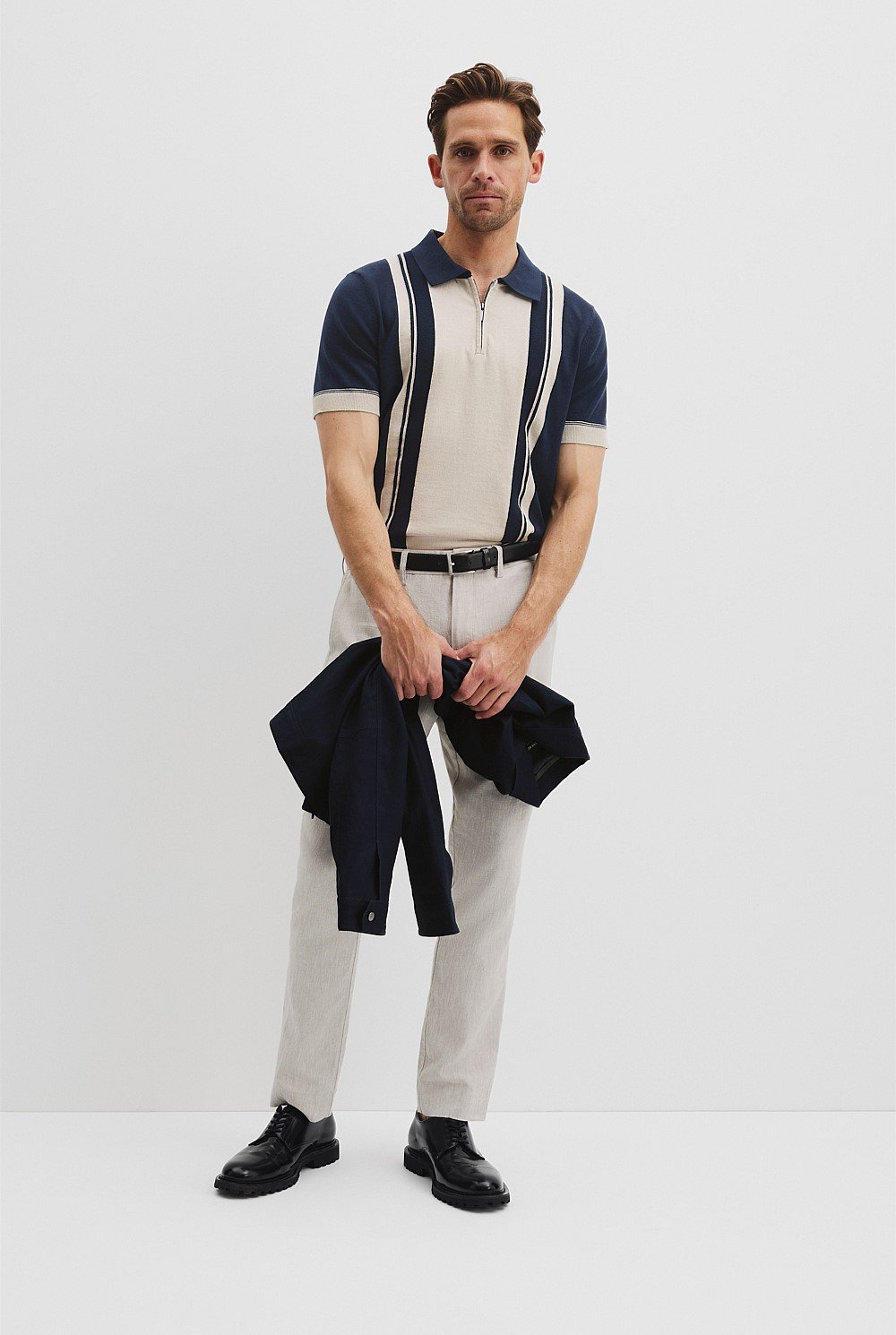 Australian Cotton Panel Zip Polo