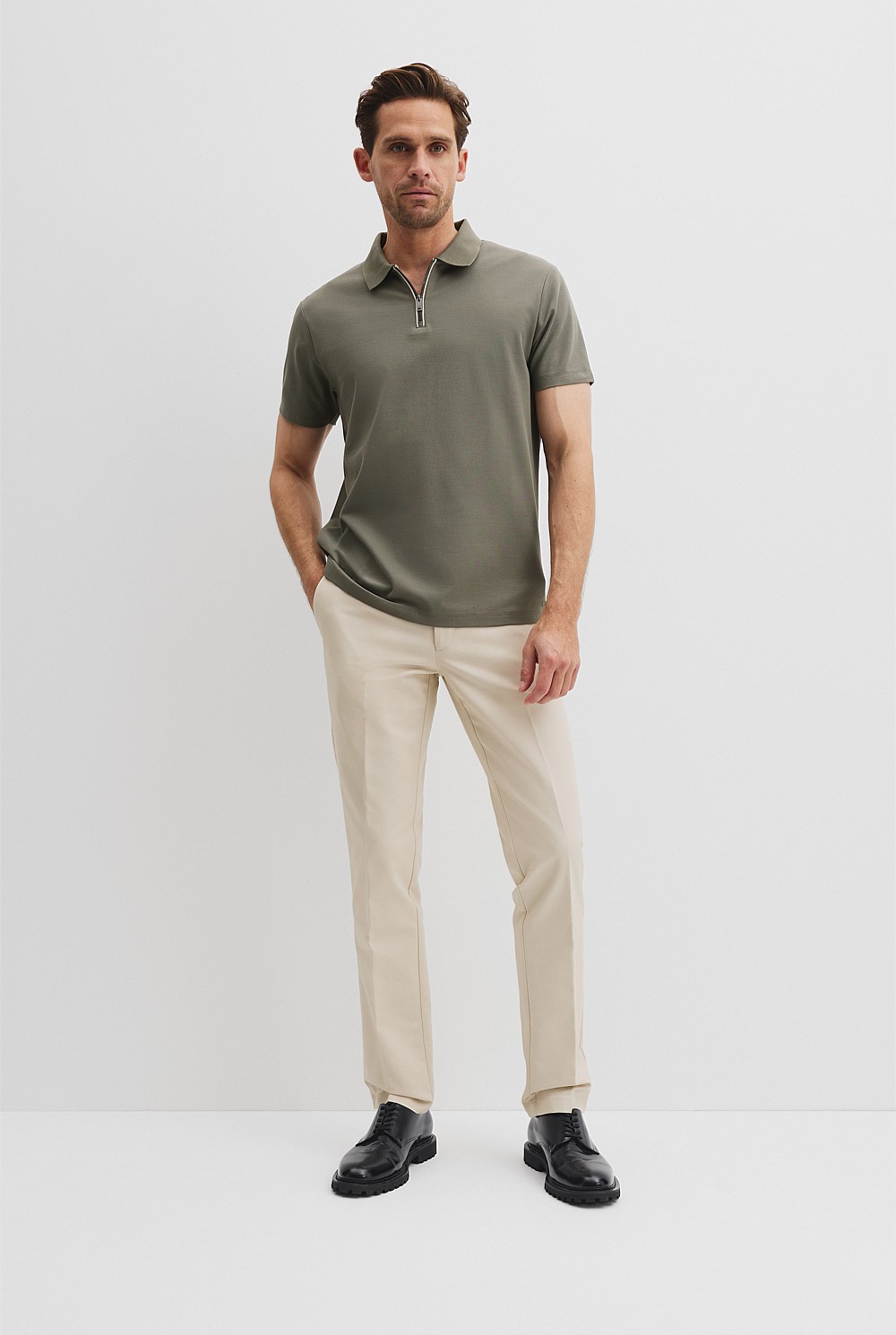 Mercerised Cotton Pique Zip Polo