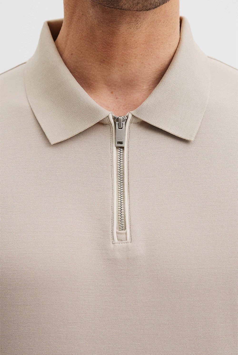Mercerised Cotton Pique Zip Polo