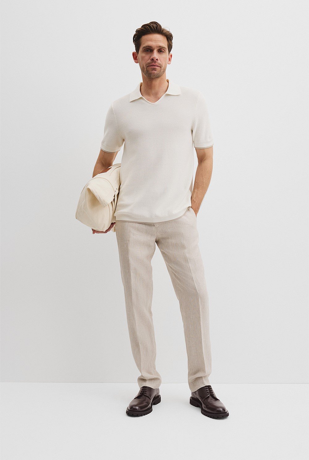 Australian Cotton Textured V-Neck Neck Polo