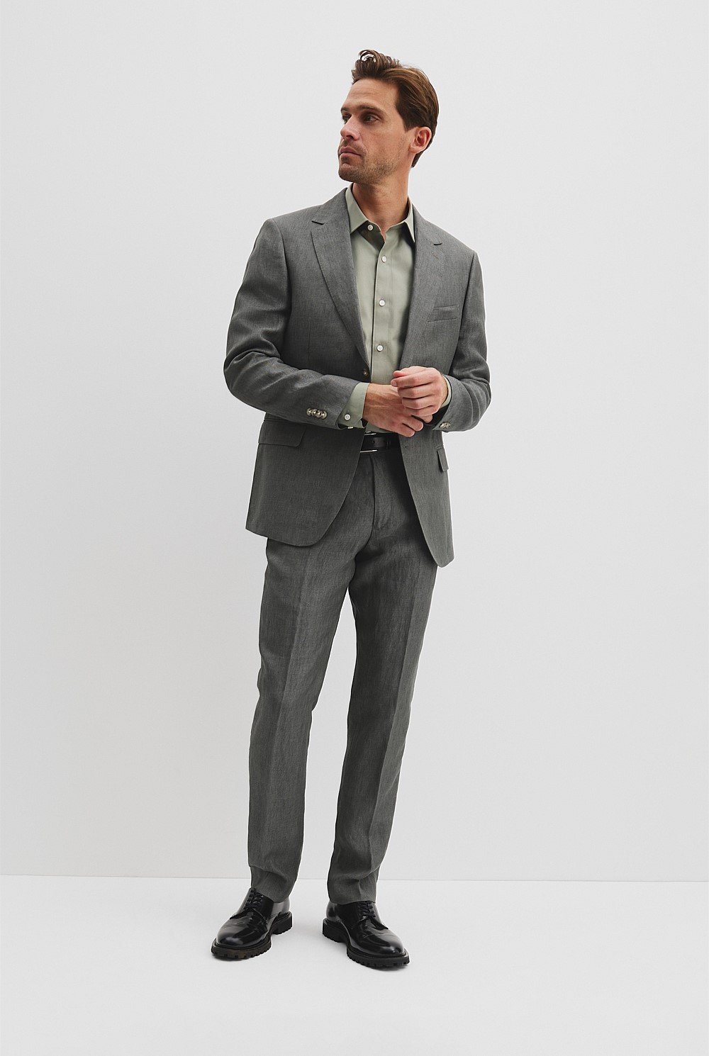 Regular Fit Linen Single Breasted Jacket