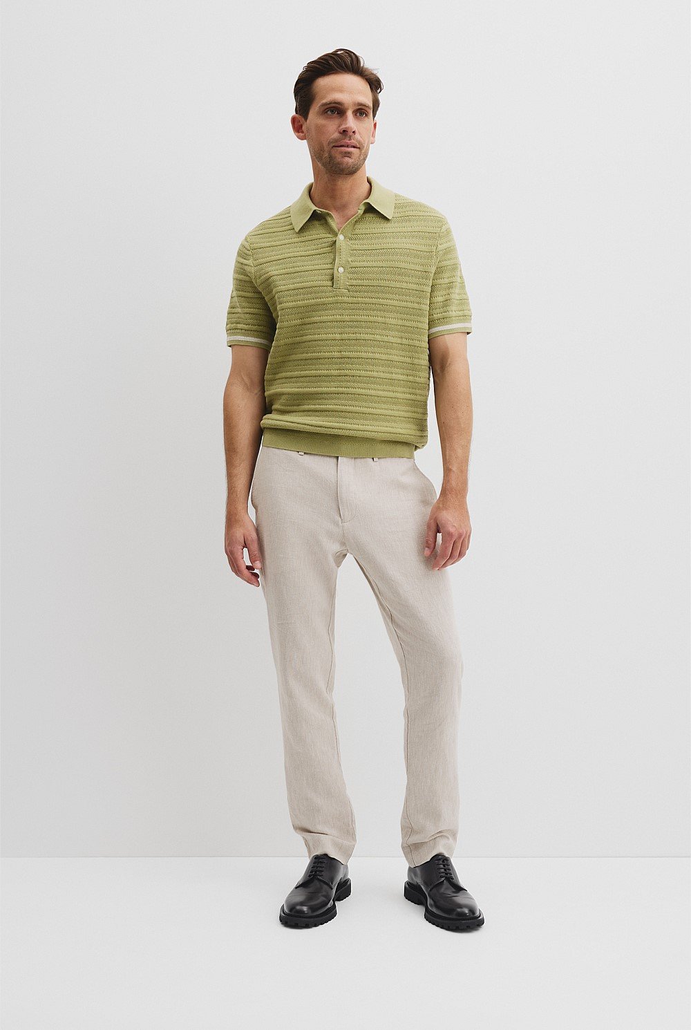 Australian Cotton Short Sleeve Textured Knit Polo