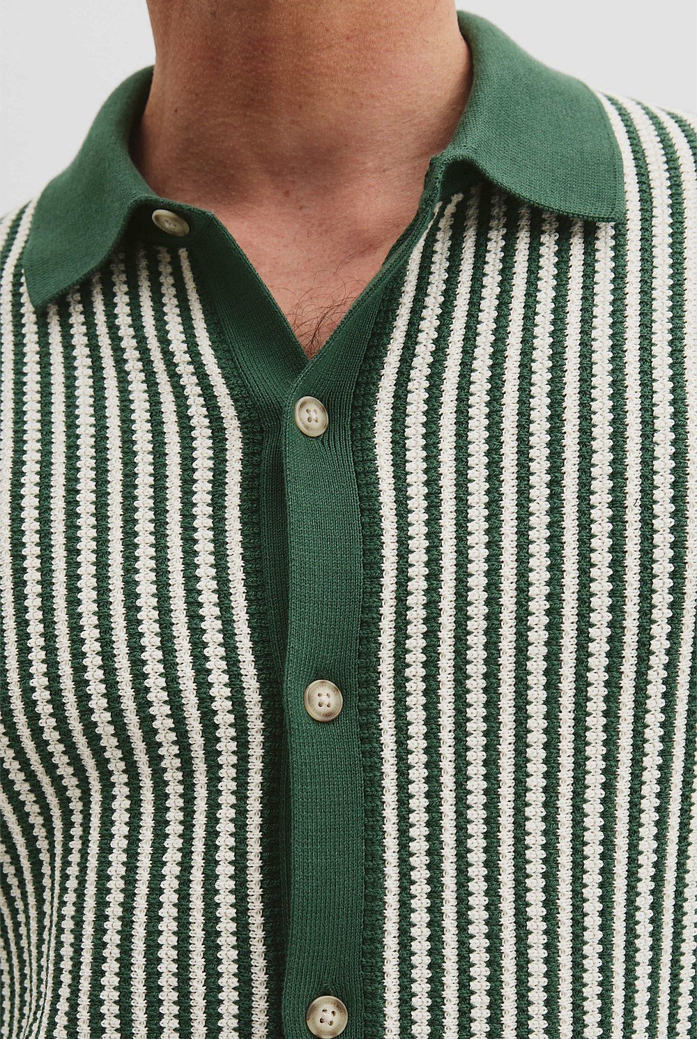 Australian Cotton Blend Short Sleeve Border Stripe Knit Shirt