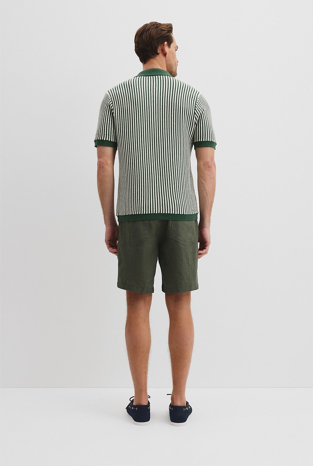 Australian Cotton Blend Short Sleeve Border Stripe Knit Shirt