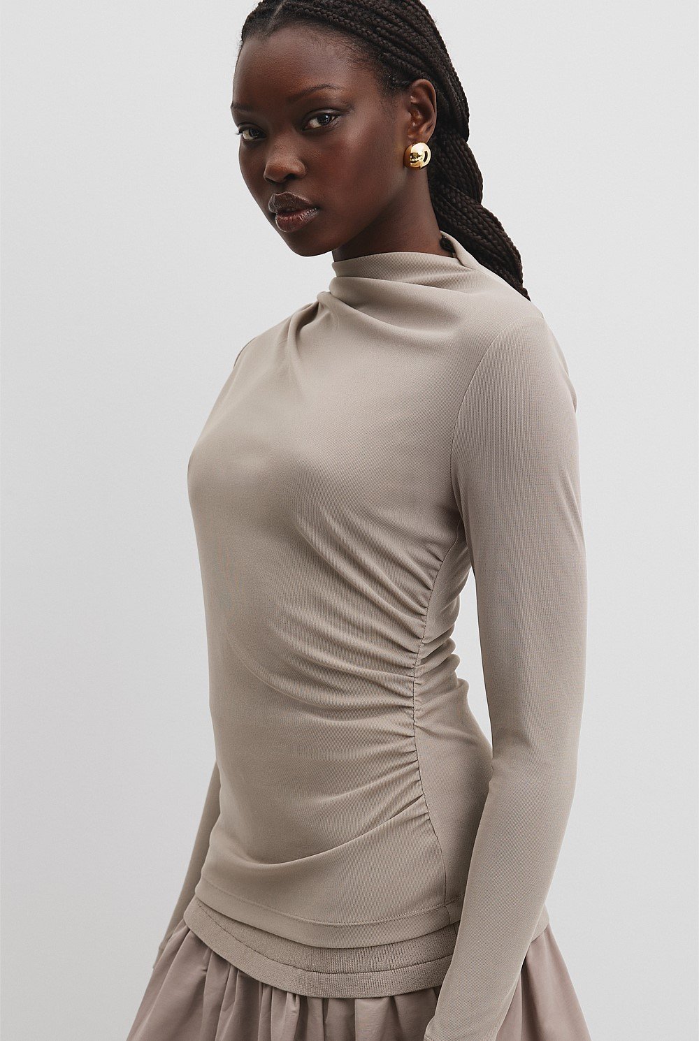 Recycled Polyester Sheer Drape Top