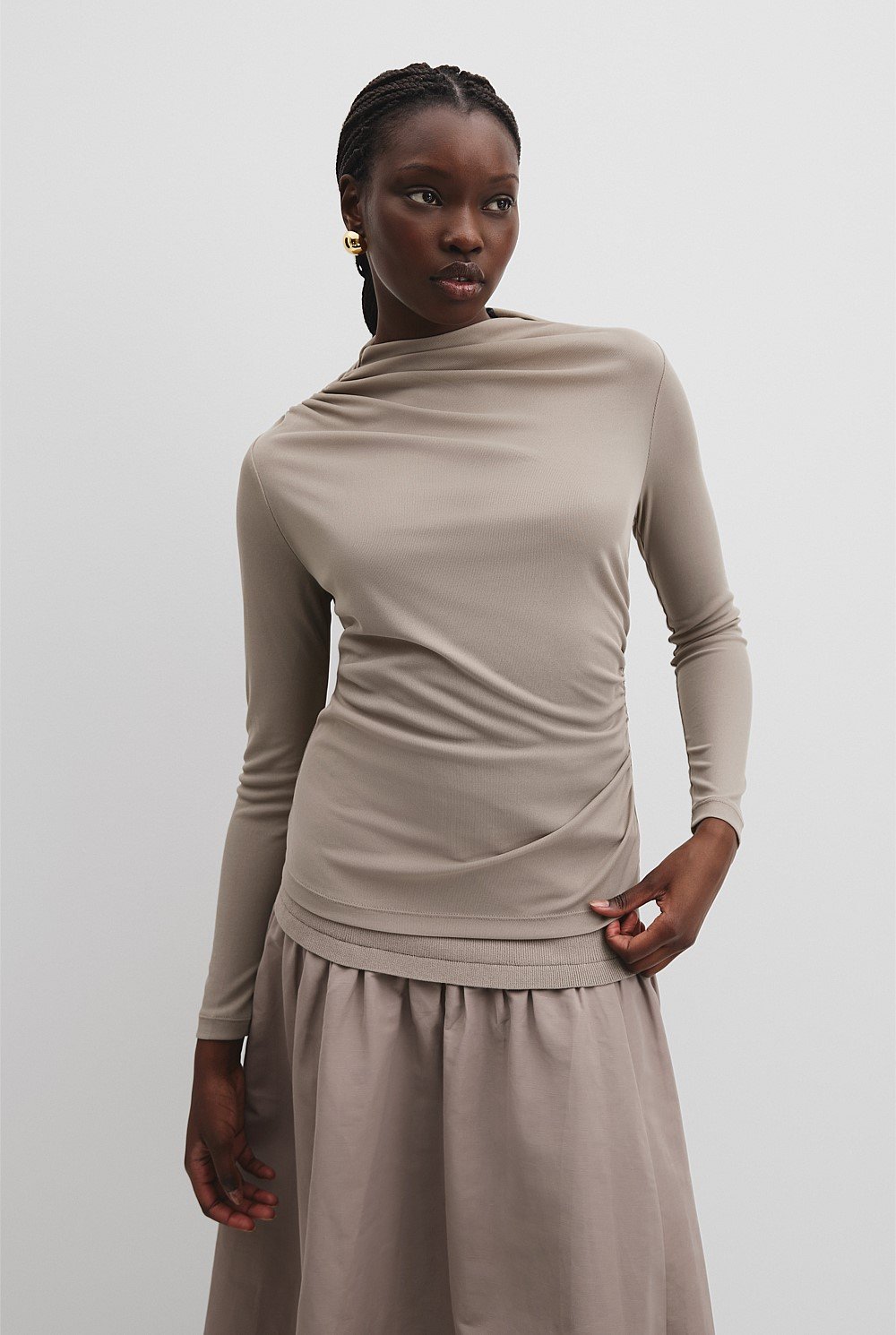 Recycled Polyester Sheer Drape Top
