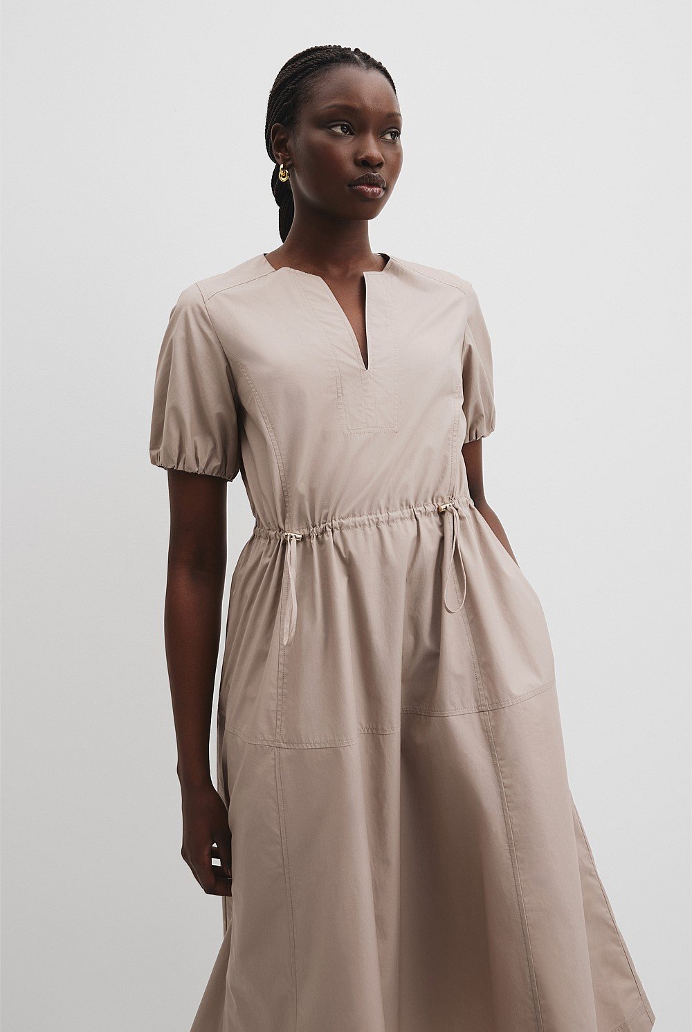 Drawcord Midi Dress