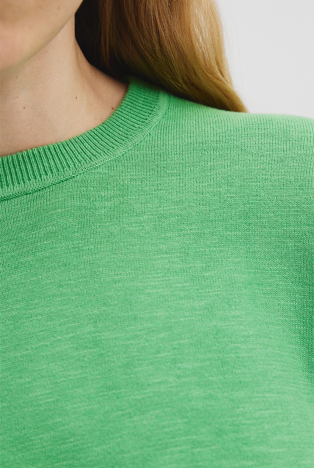 Organically Grown Cotton Linen Crew Neck Knit