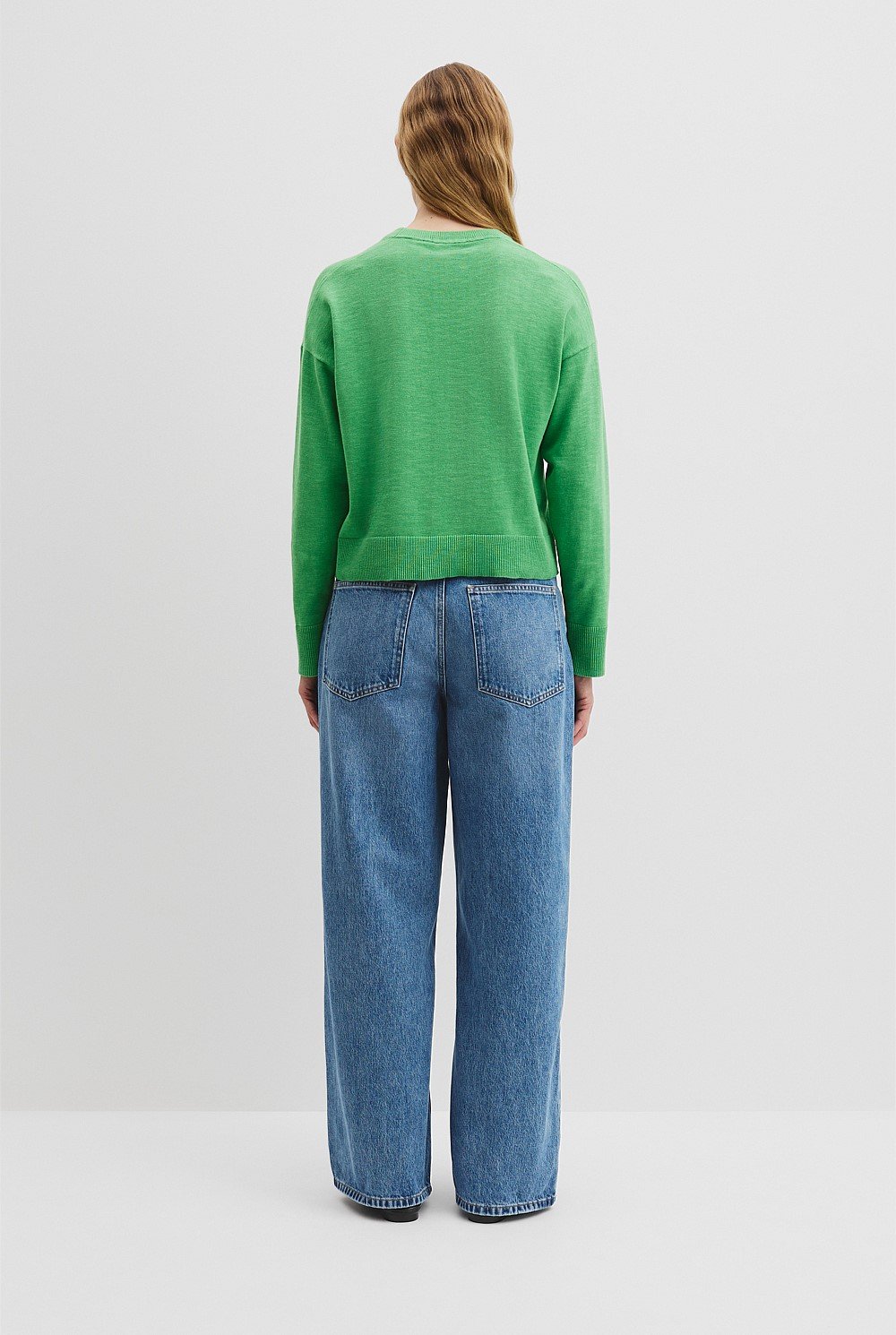 Organically Grown Cotton Linen Crew Neck Knit