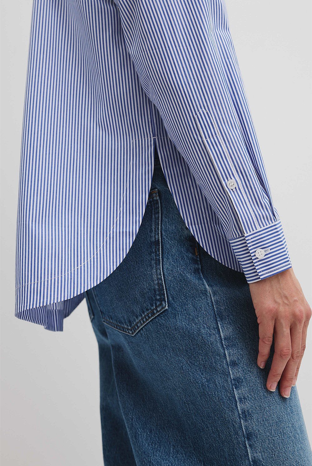 Organically Grown Cotton Stripe Poplin Shirt