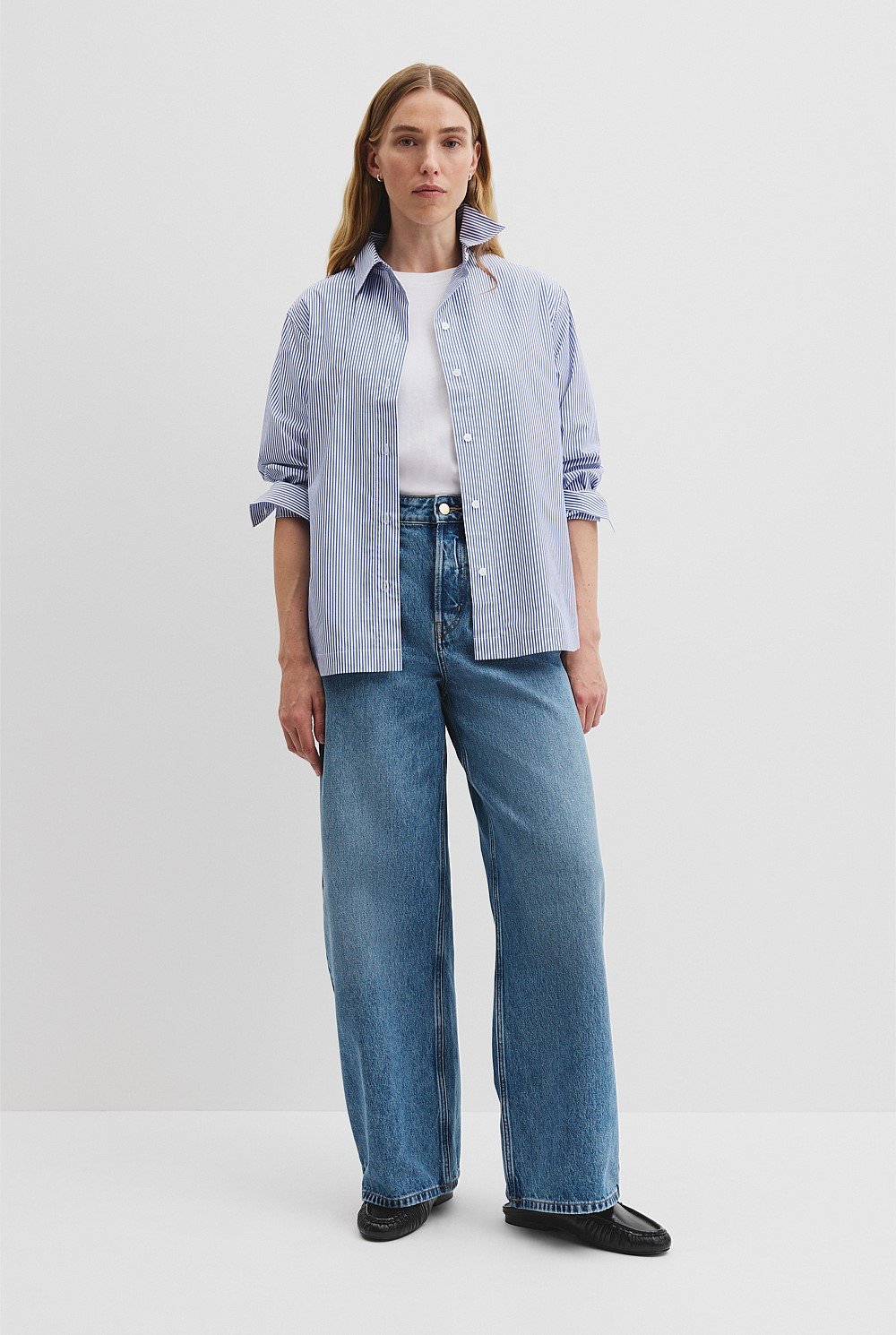 Organically Grown Cotton Stripe Poplin Shirt