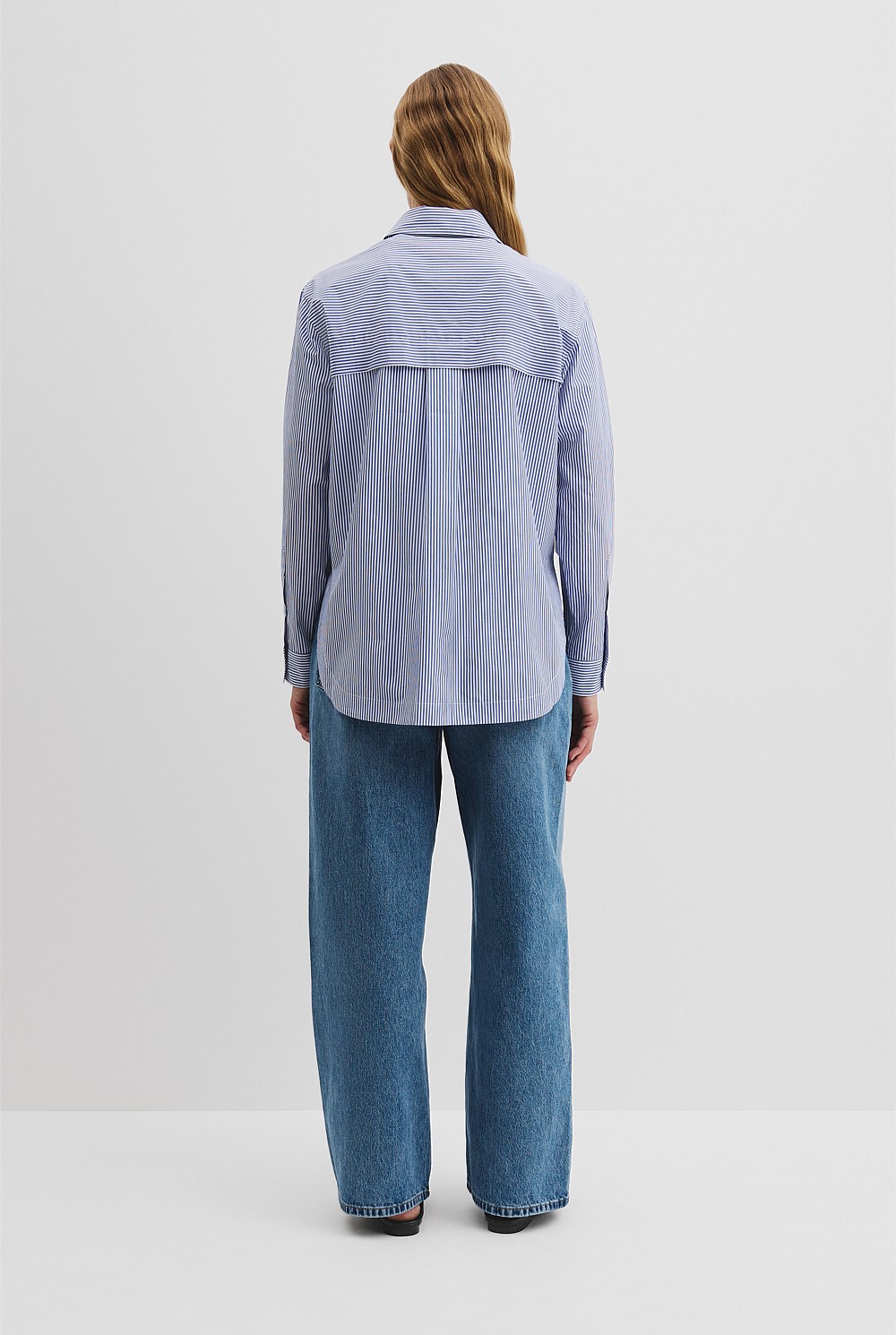 Organically Grown Cotton Stripe Poplin Shirt