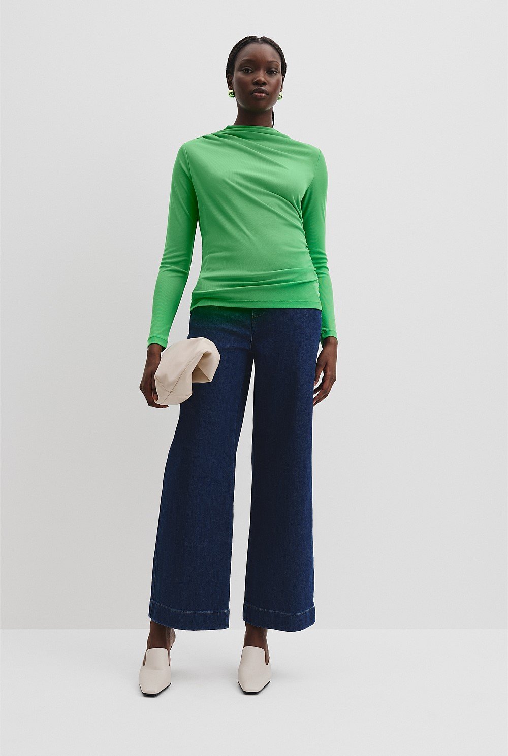 Recycled Polyester Sheer Drape Top