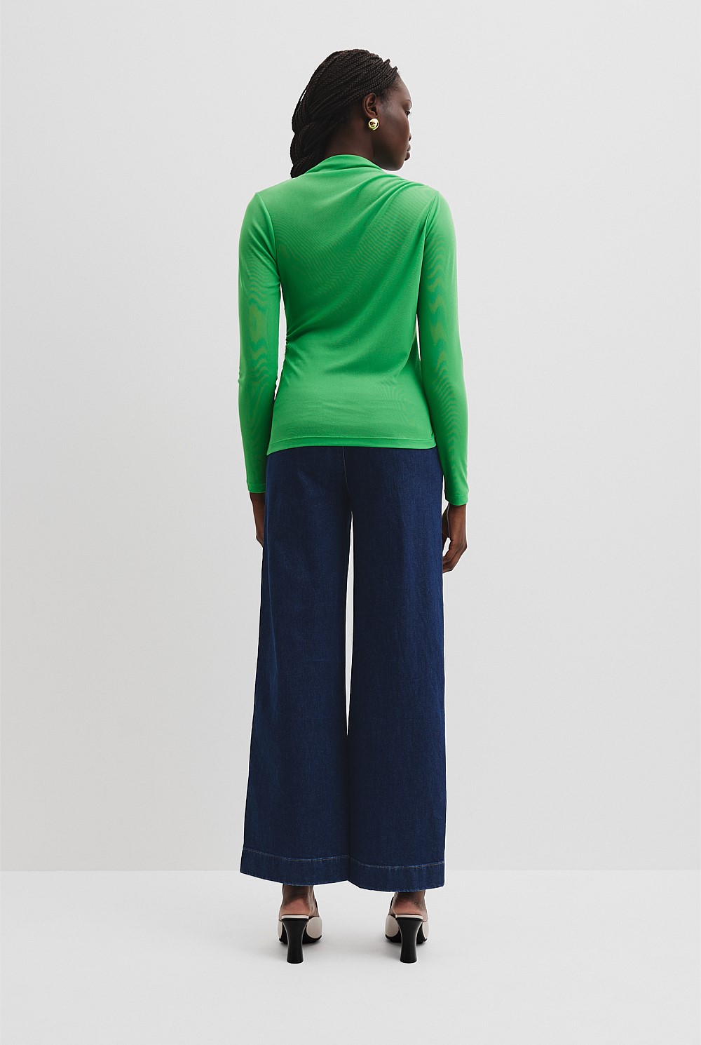 Recycled Polyester Sheer Drape Top