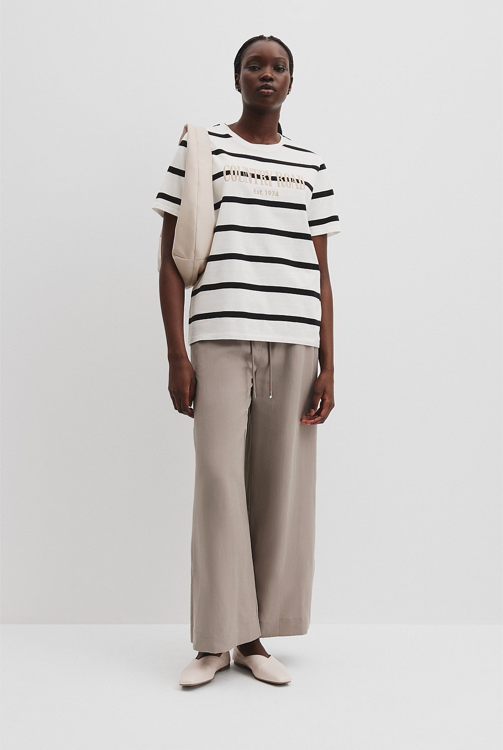 Verified Australian Cotton Stripe Heritage Embroidered T-Shirt