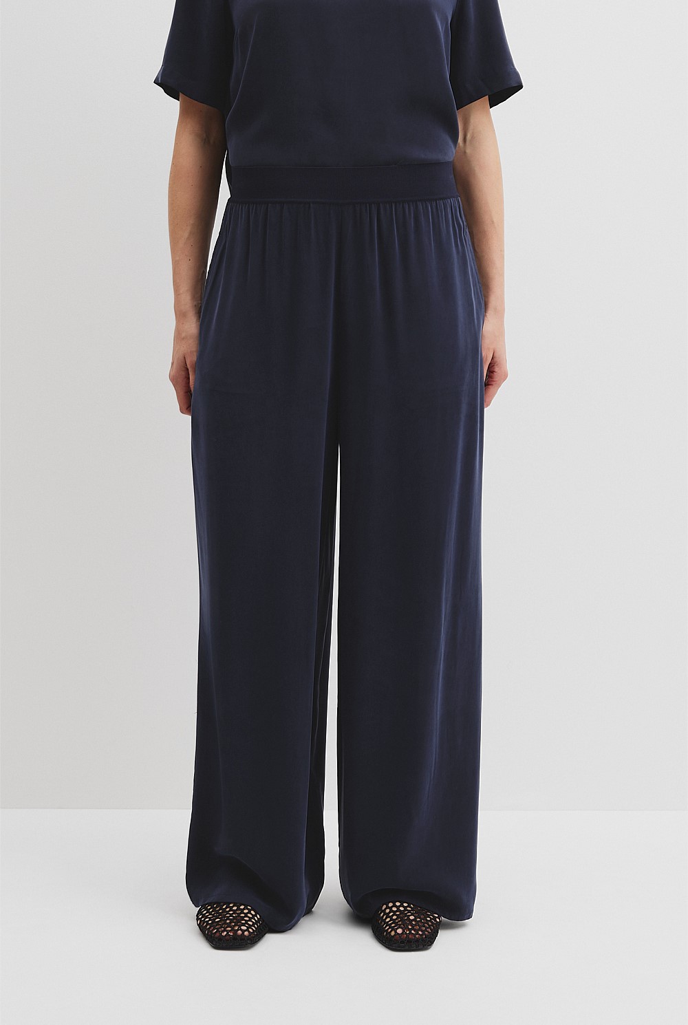Rib Waist Cupro Pant