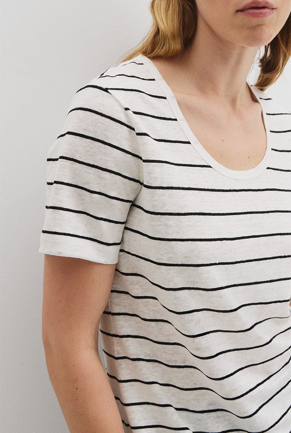 Organically Grown Linen Stripe Scoop Neck Tank
