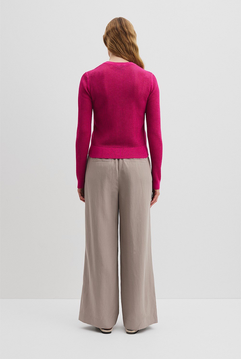 Organically Grown Cotton Linen Open Mesh Knit Cardigan