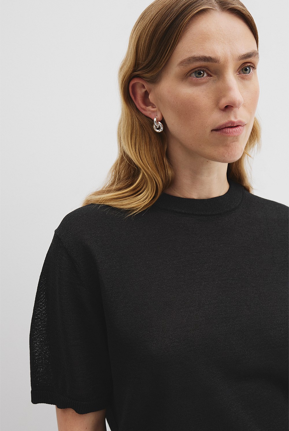 Fine Mesh Knit T-Shirt