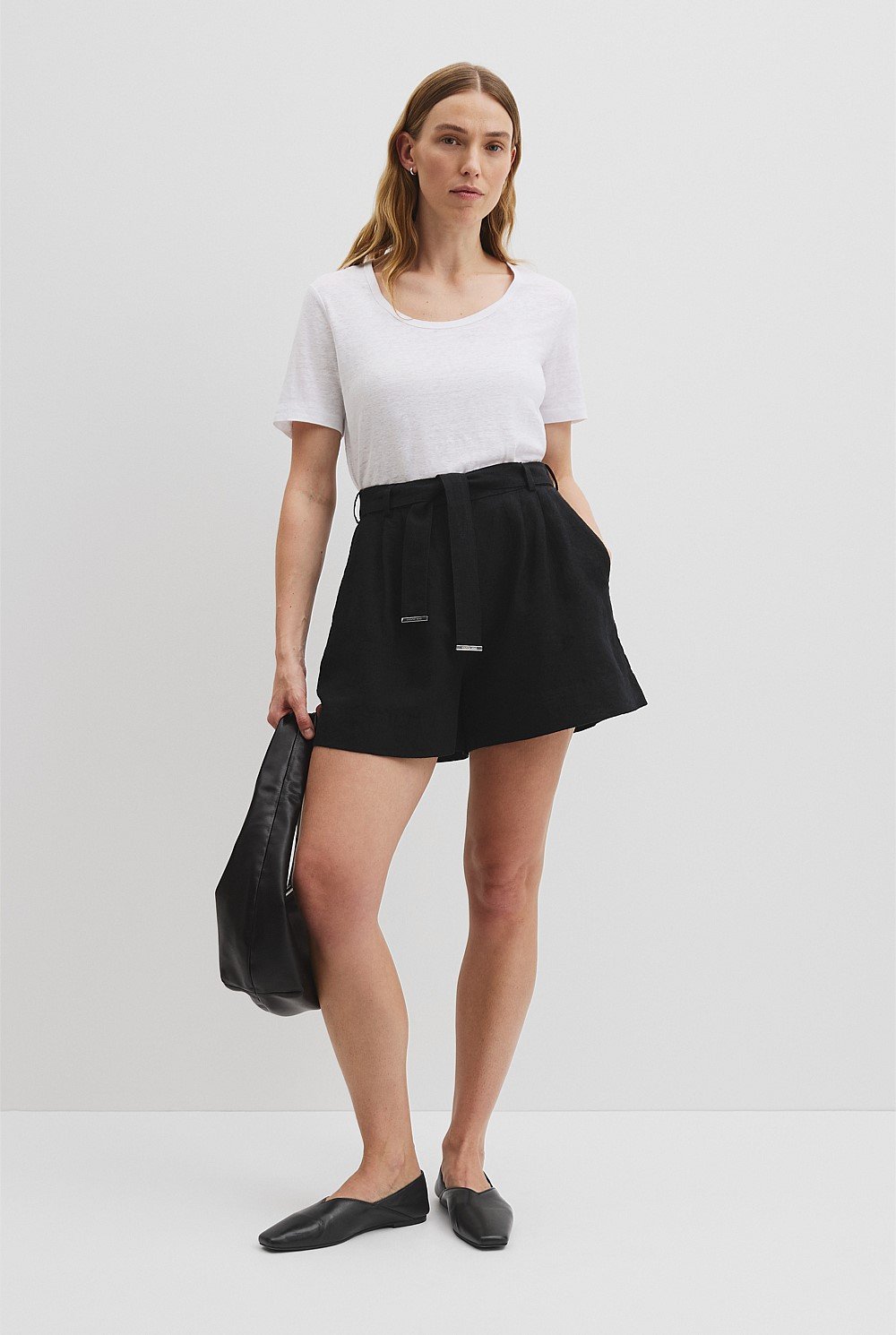 Organically Grown Linen Linen Scoop Neck T-Shirt