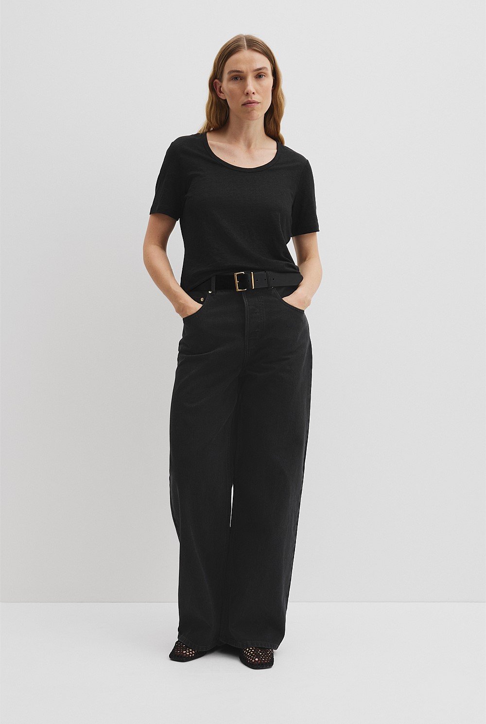 Organically Grown Linen Linen Scoop Neck T-Shirt
