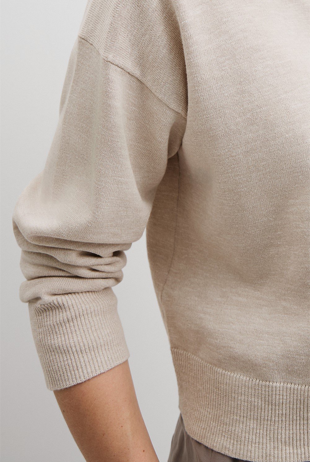 Organically Grown Cotton Linen Crew Neck Knit