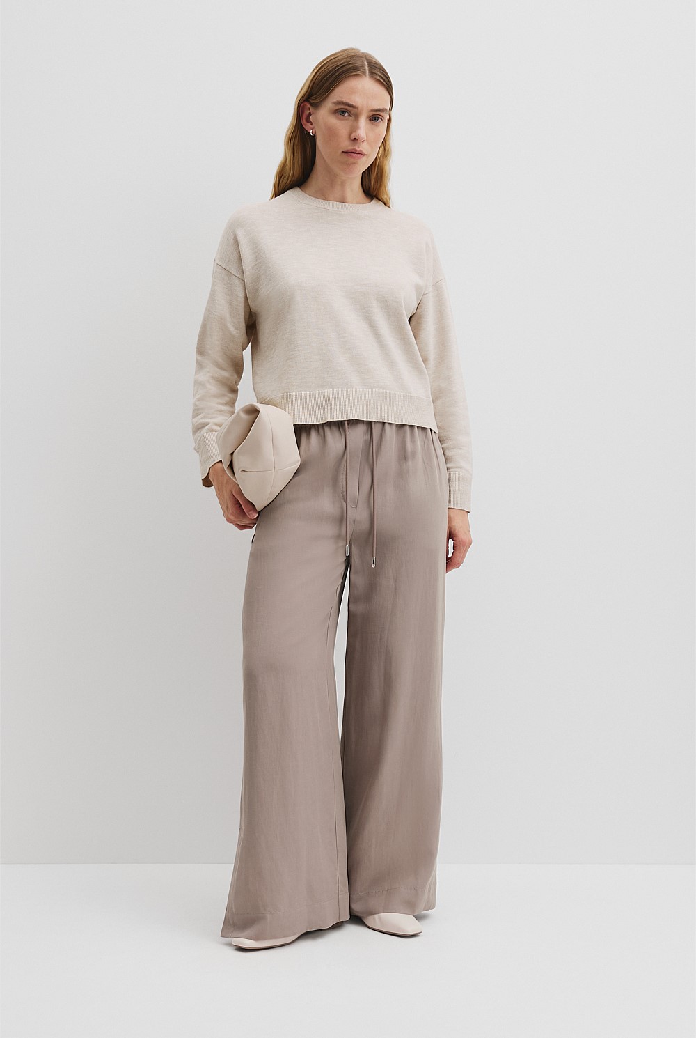 Organically Grown Cotton Linen Crew Neck Knit