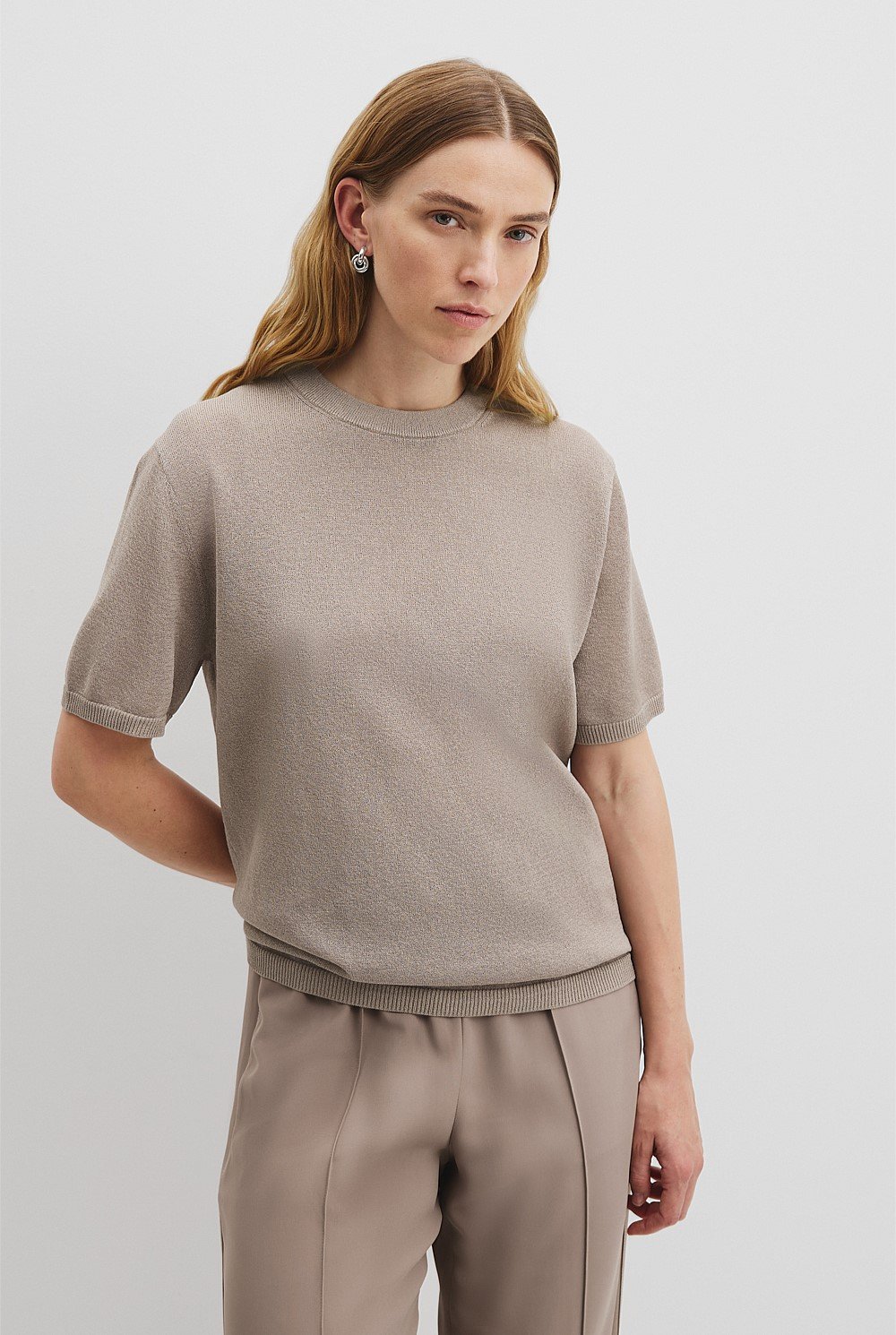 Fine Mesh Knit T-Shirt