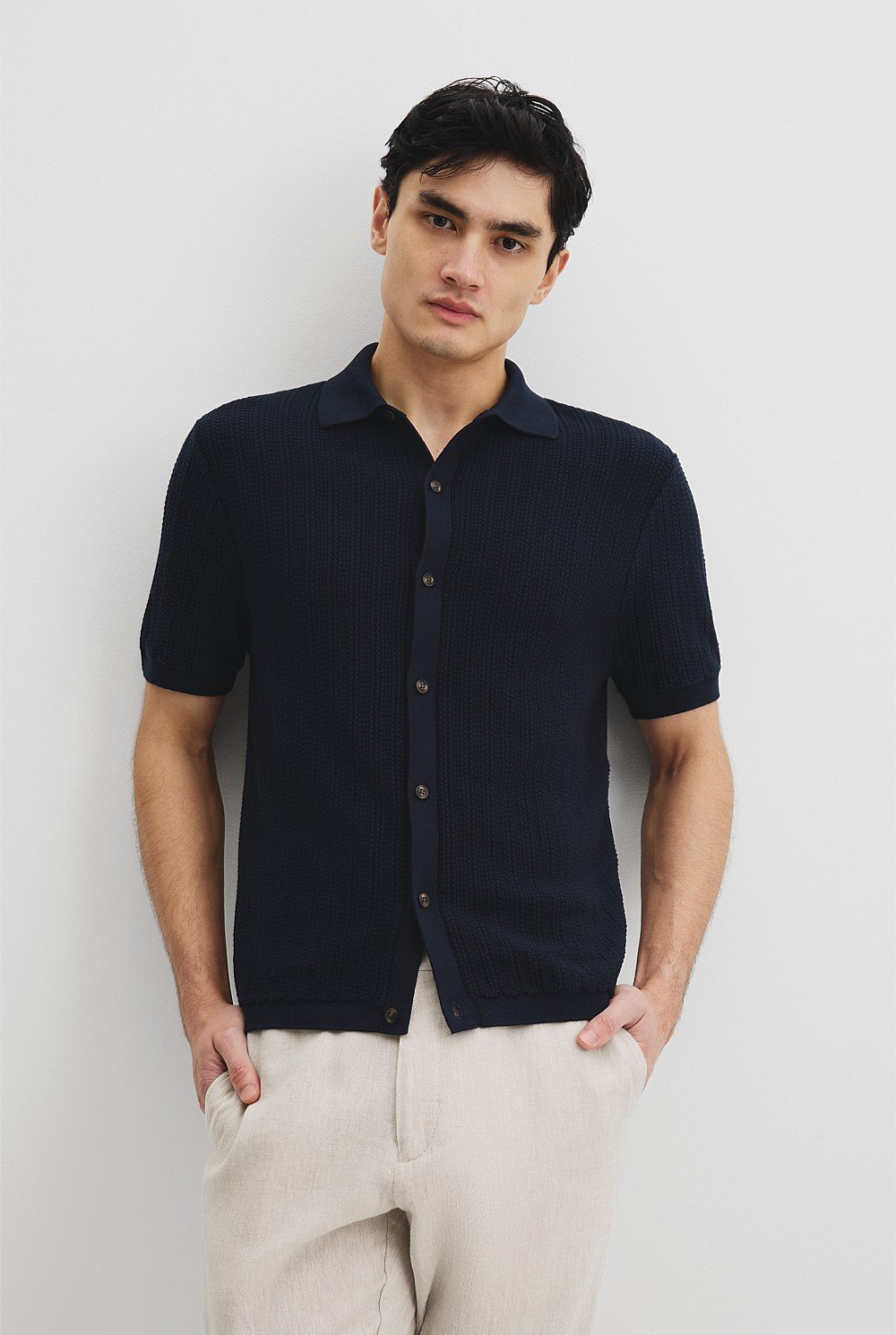 Australian Cotton Short Sleeve Textured Knit Shirt