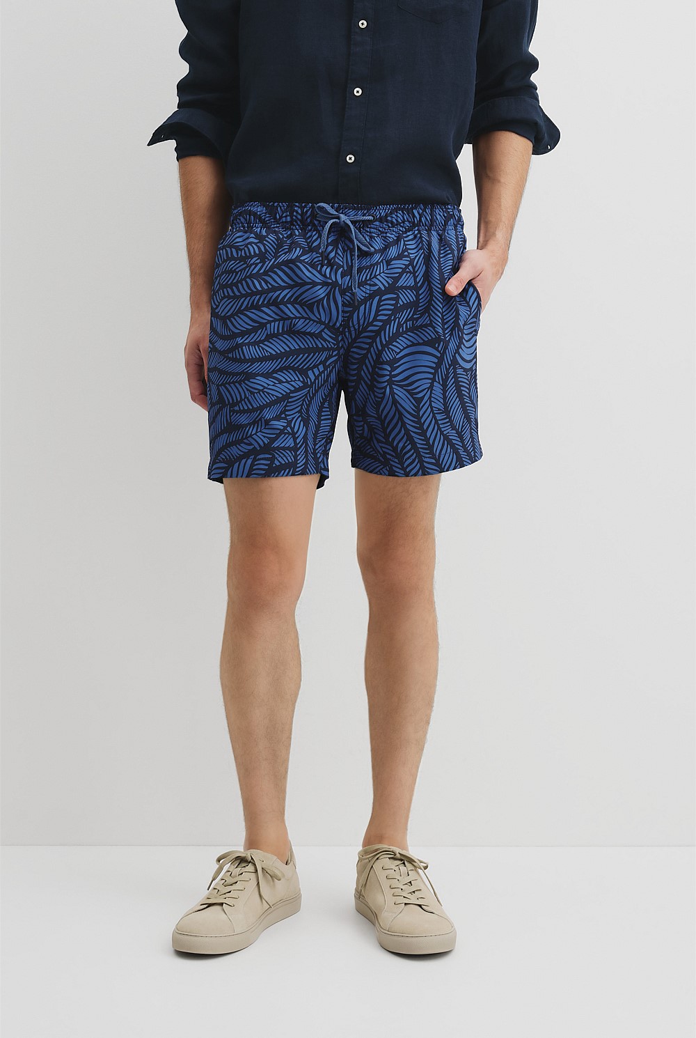 Recycled Polyester Leaf Print Swim Short