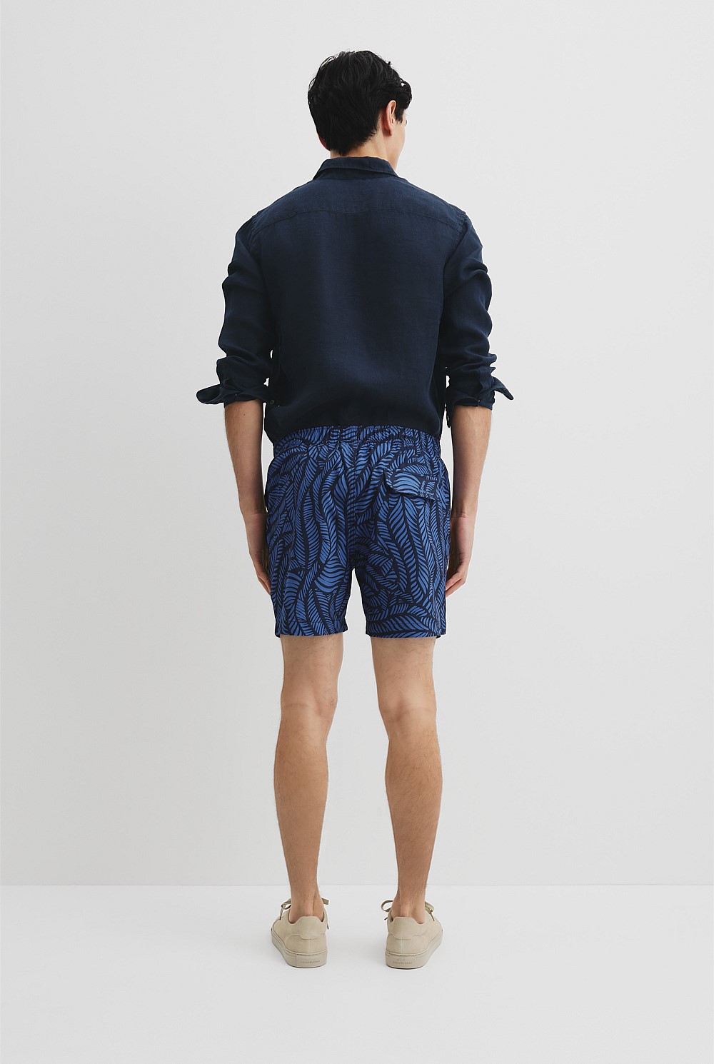 Recycled Polyester Leaf Print Swim Short