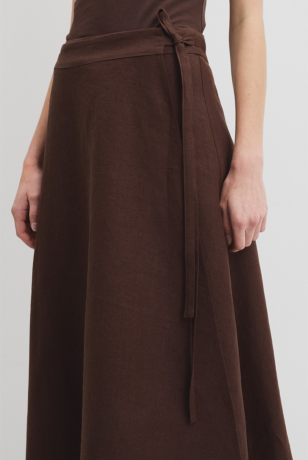 Organically Grown Linen Wrap Midi Skirt