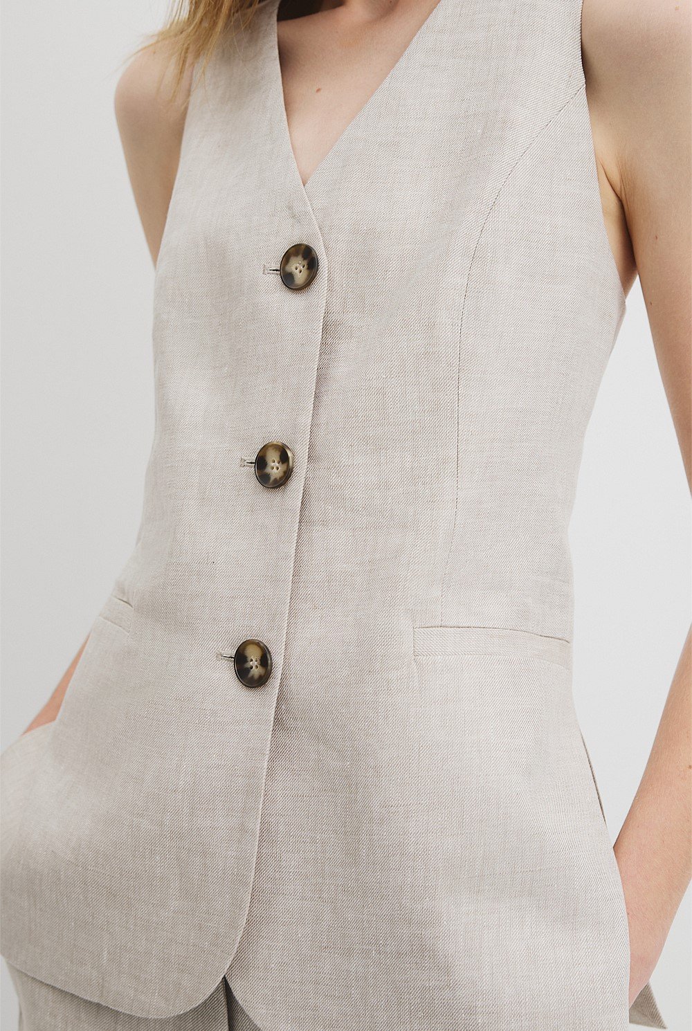 Organically Grown Linen A-Line Tailored Vest