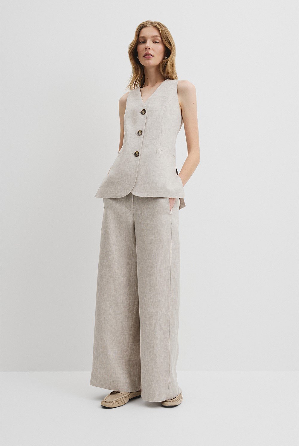Organically Grown Linen A-Line Tailored Vest