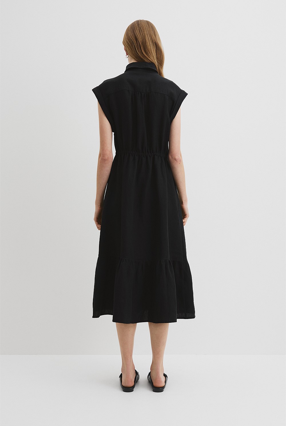 Organically Grown Linen Tiered Midi Dress