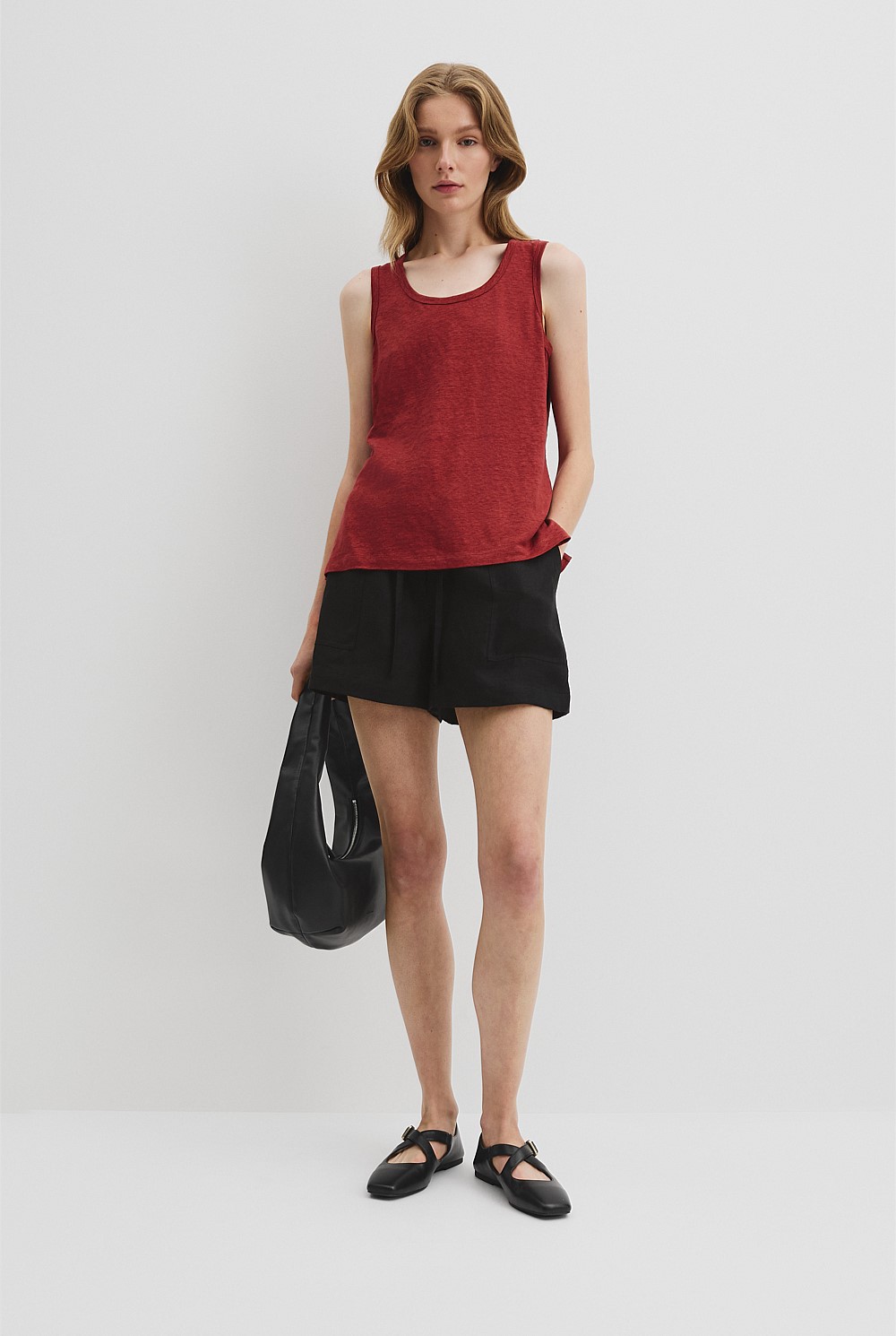 Linen Scoop Neck Tank