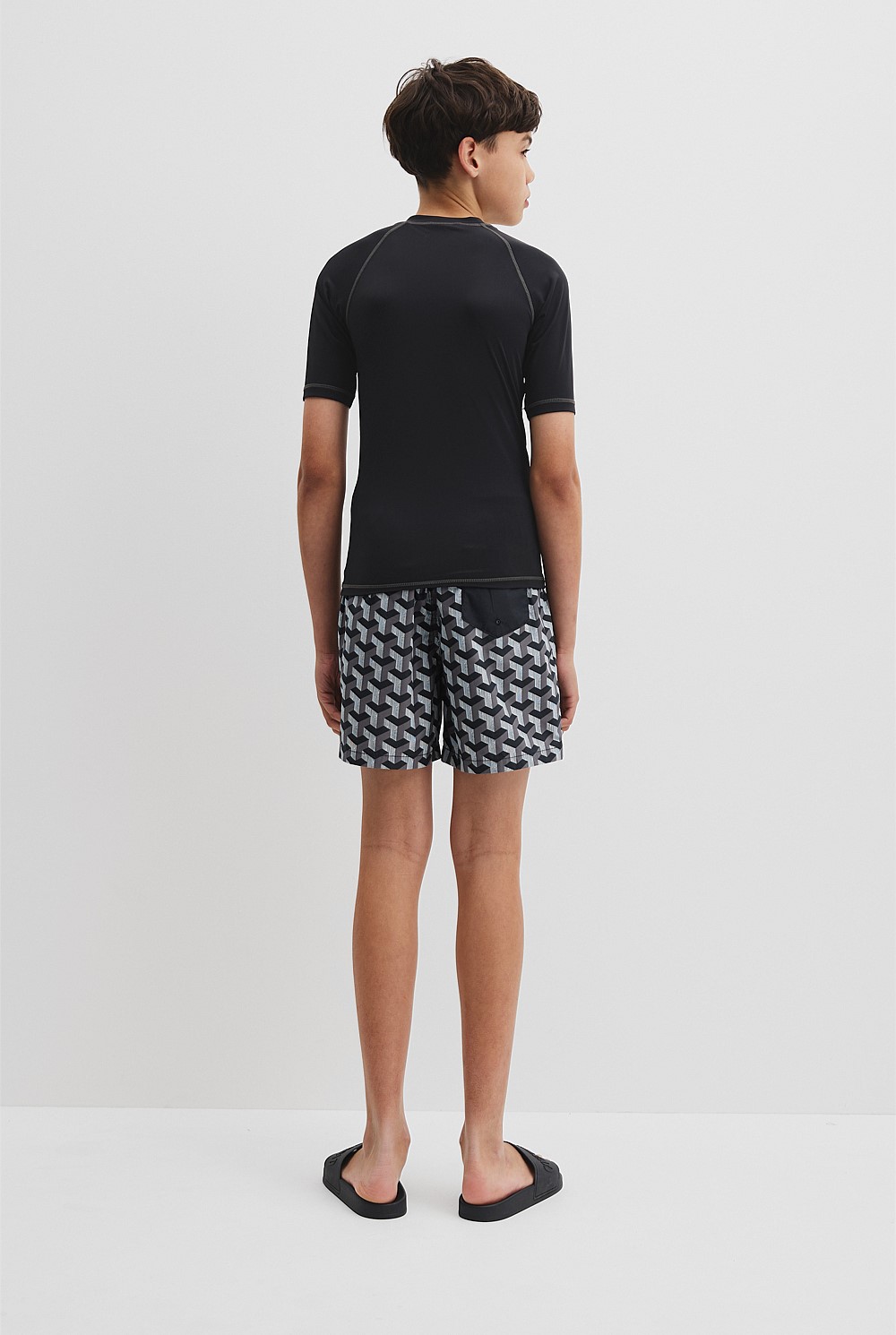 Teen Recycled Nylon Blend Short Sleeve Logo Rash Vest