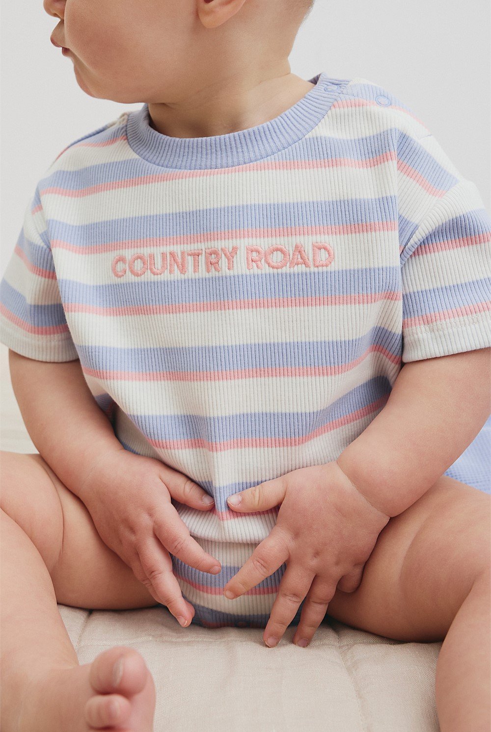 Organically Grown Cotton Oversize Stripe Short Sleeve Bodysuit