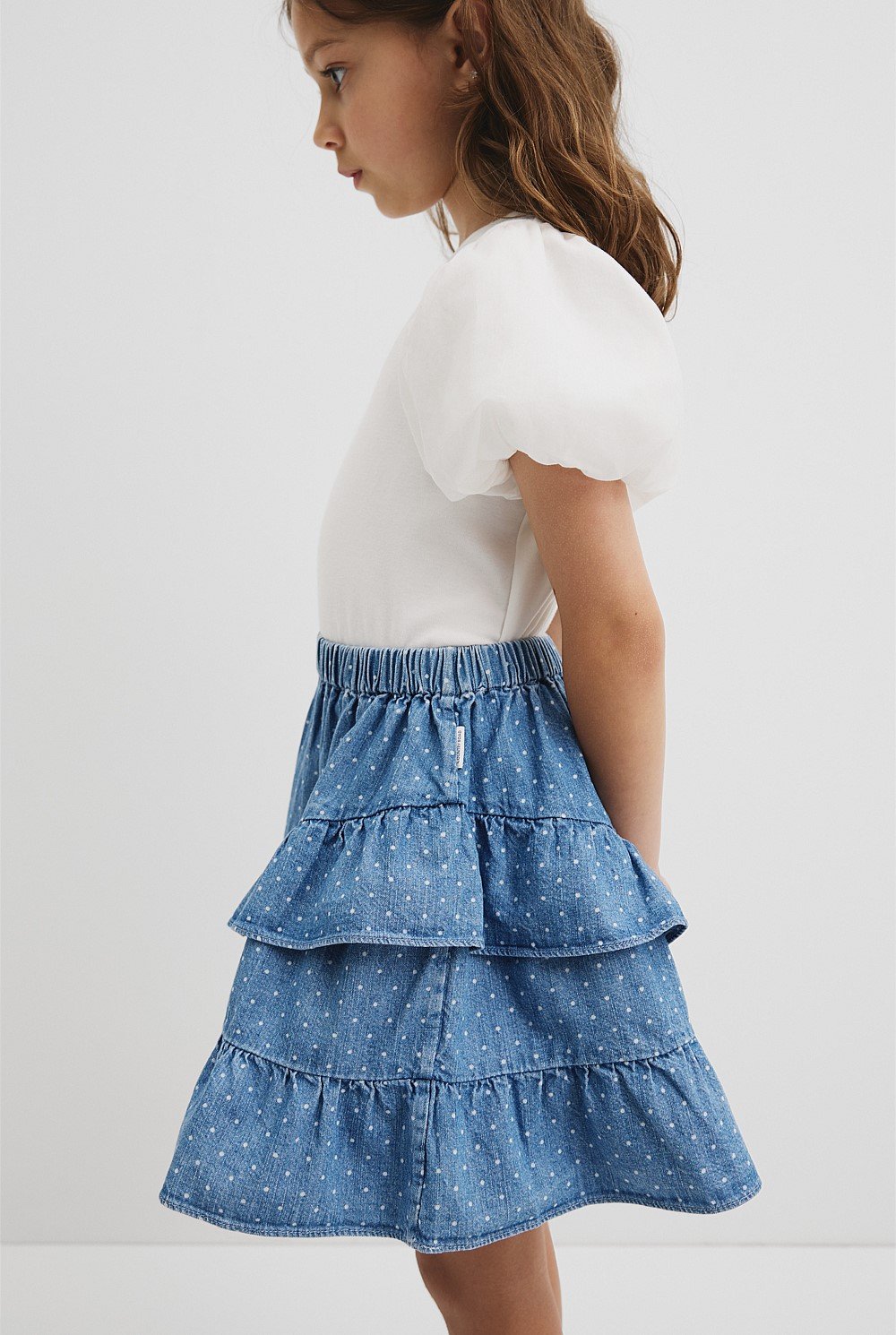 Organically Grown Cotton Frill Detail Mini Skirt