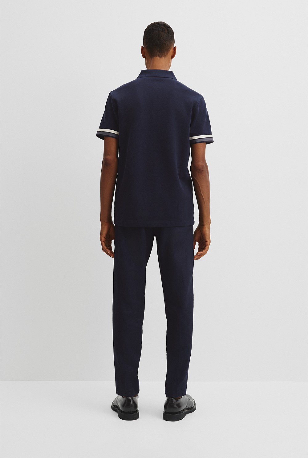 Tipped Cuff Textured Zip Polo