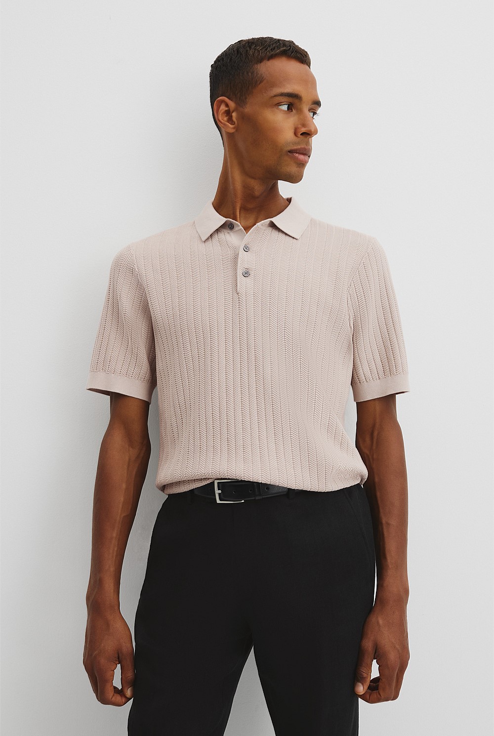 Australian Cotton Herringbone Knit Polo