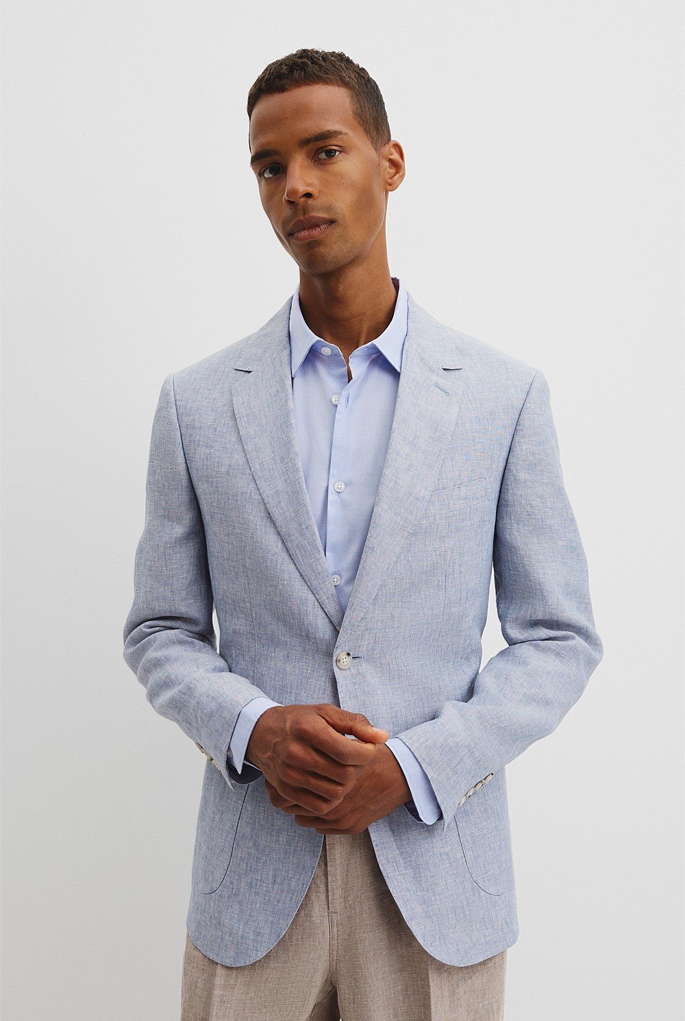 Regular Fit Linen Chambray Jacket