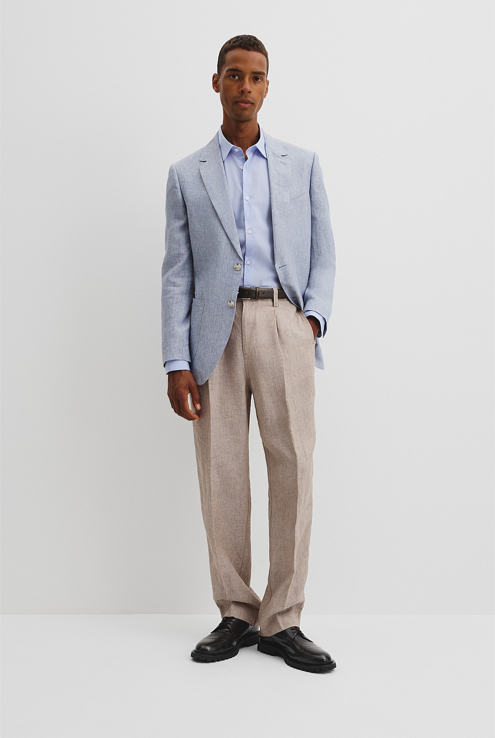 Regular Fit Linen Chambray Jacket